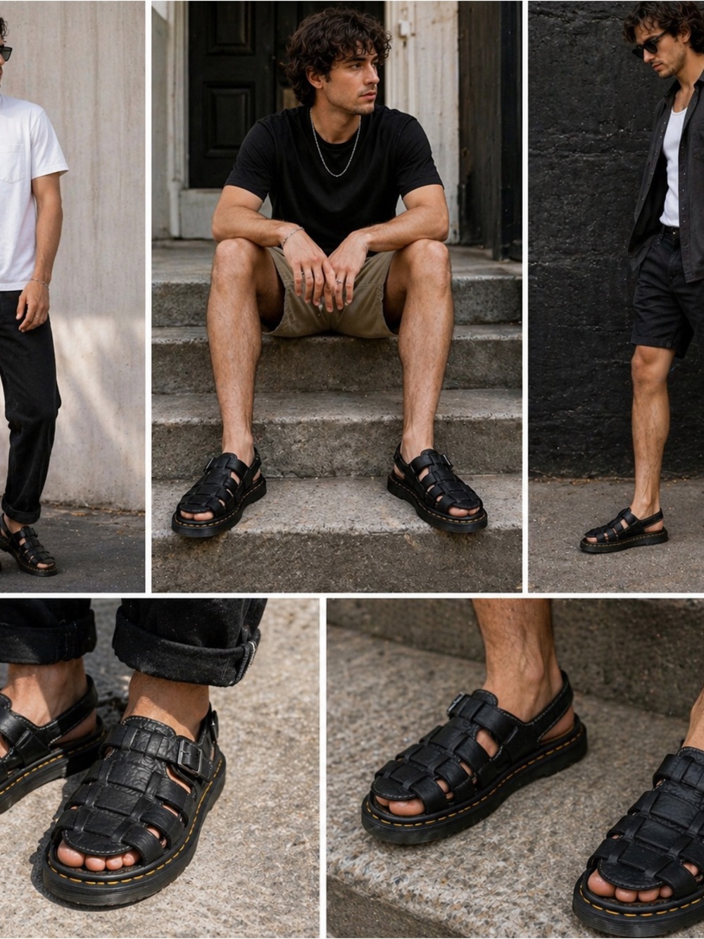 Dr. Martens 8092 ARC Sandals Men’s Size 11 Black Leather Fisherman Buckle Chunky